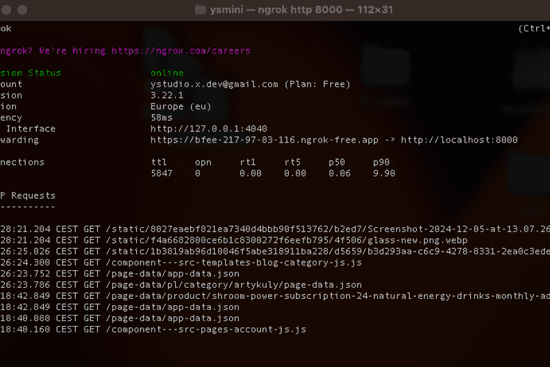 Dev server port for hot-reloading environment with ngrok